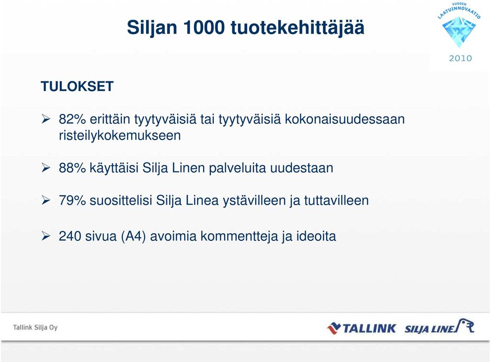 Linen palveluita uudestaan 79% suosittelisi Silja Linea