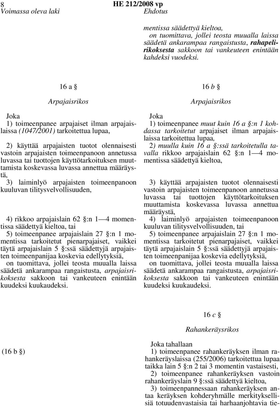 tai tuottojen käyttötarkoituksen muuttamista koskevassa luvassa annettua määräystä, 3) laiminlyö arpajaisten toimeenpanoon kuuluvan tilitysvelvollisuuden, 4) rikkoo arpajaislain 62 :n 1 4 momentissa