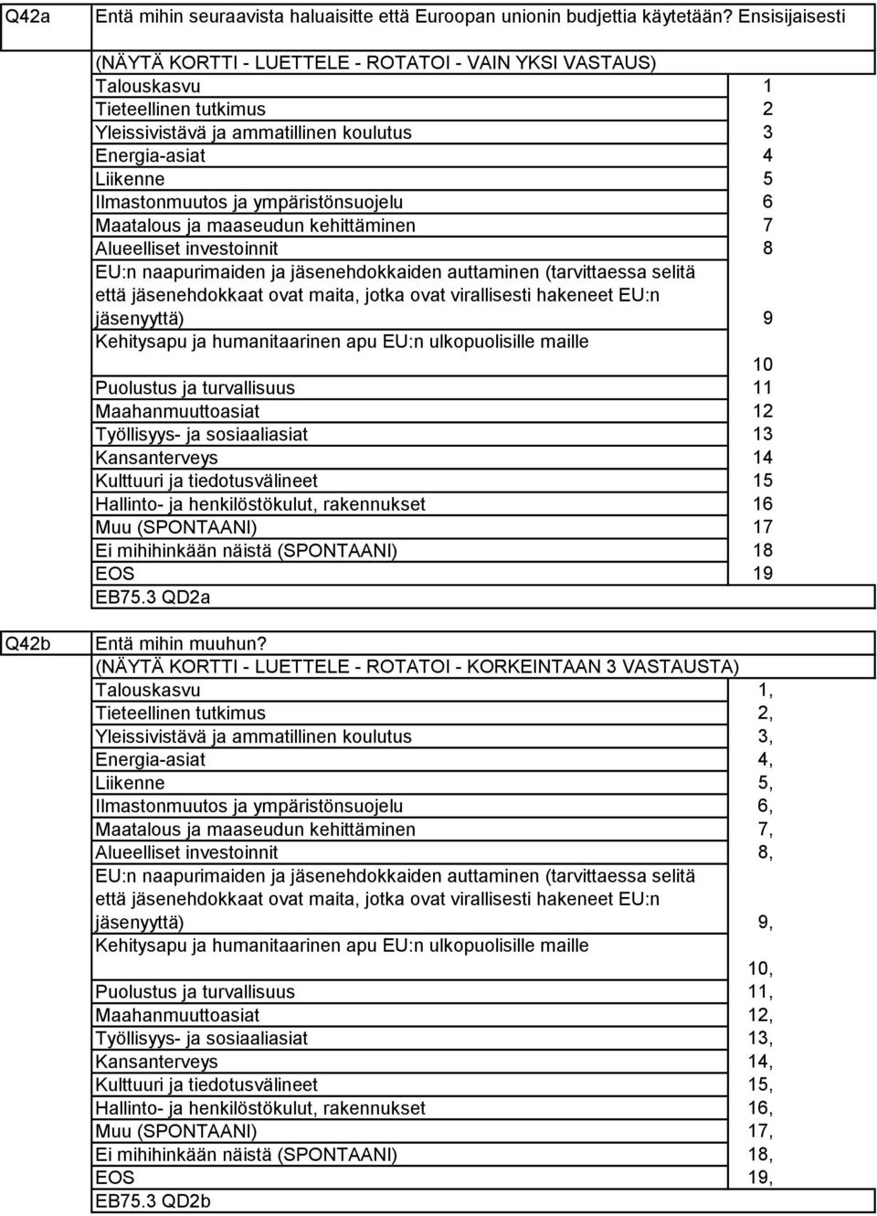 ympäristönsuojelu Maatalous ja maaseudun kehittäminen Alueelliset investoinnit EU:n naapurimaiden ja jäsenehdokkaiden auttaminen (tarvittaessa selitä että jäsenehdokkaat ovat maita, jotka ovat