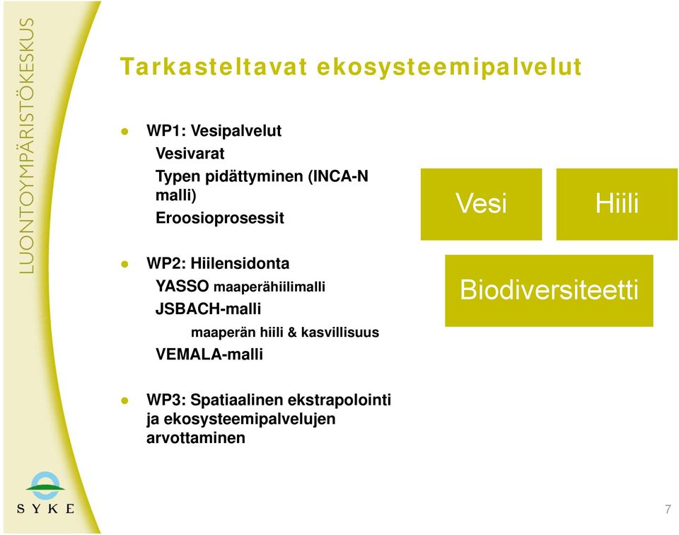 YASSO maaperähiilimalli JSBACH-malli maaperän hiili & kasvillisuus