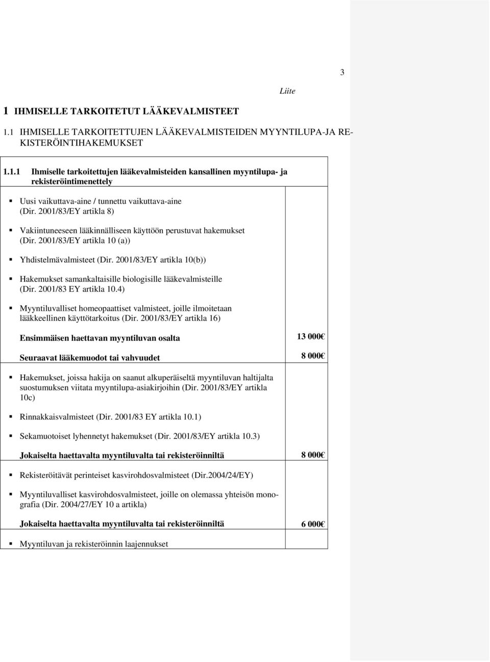 2001/83/EY artikla 10(b)) Hakemukset samankaltaisille biologisille lääkevalmisteille (Dir. 2001/83 EY artikla 10.