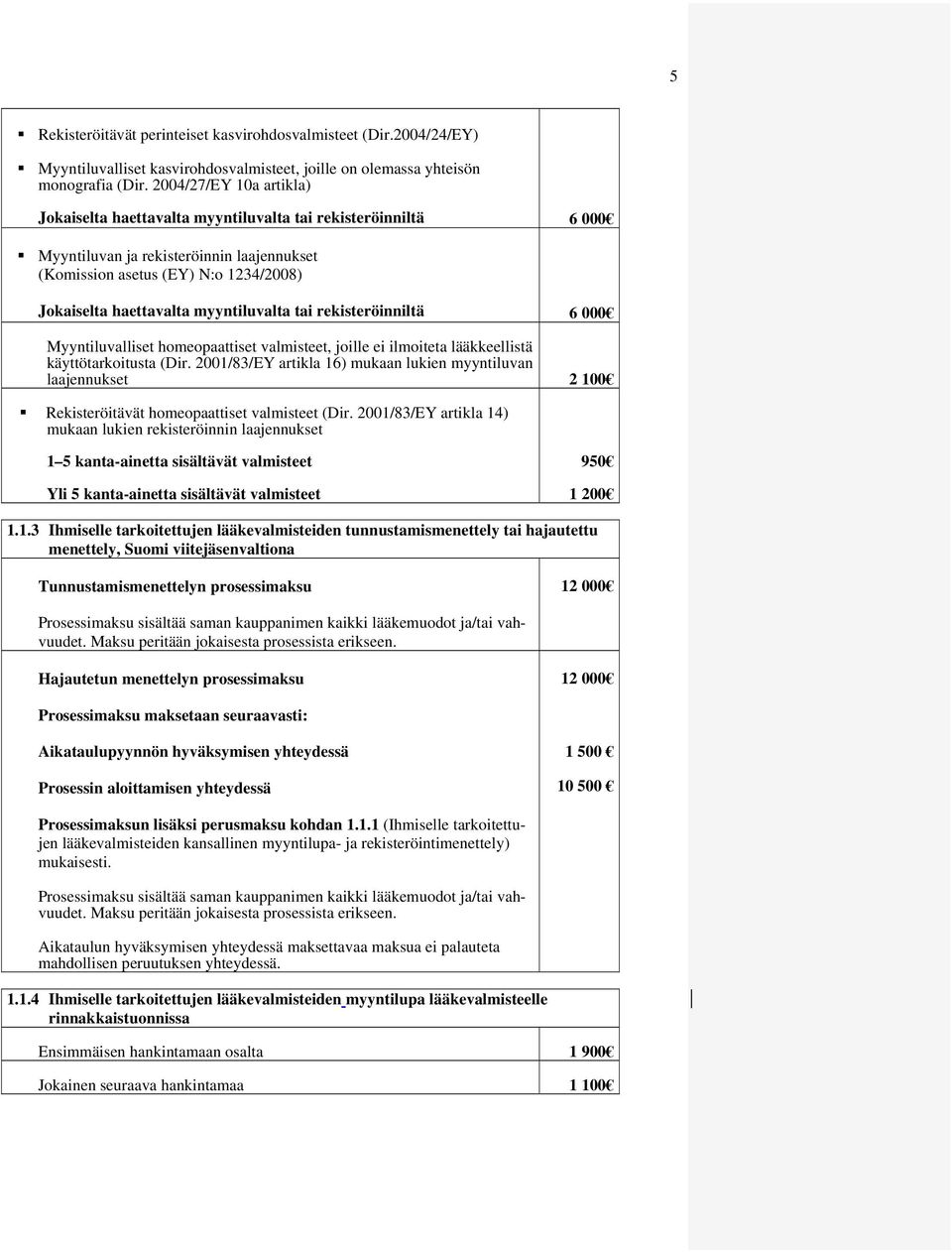 myyntiluvalta tai rekisteröinniltä 6 000 Myyntiluvalliset homeopaattiset valmisteet, joille ei ilmoiteta lääkkeellistä käyttötarkoitusta (Dir.