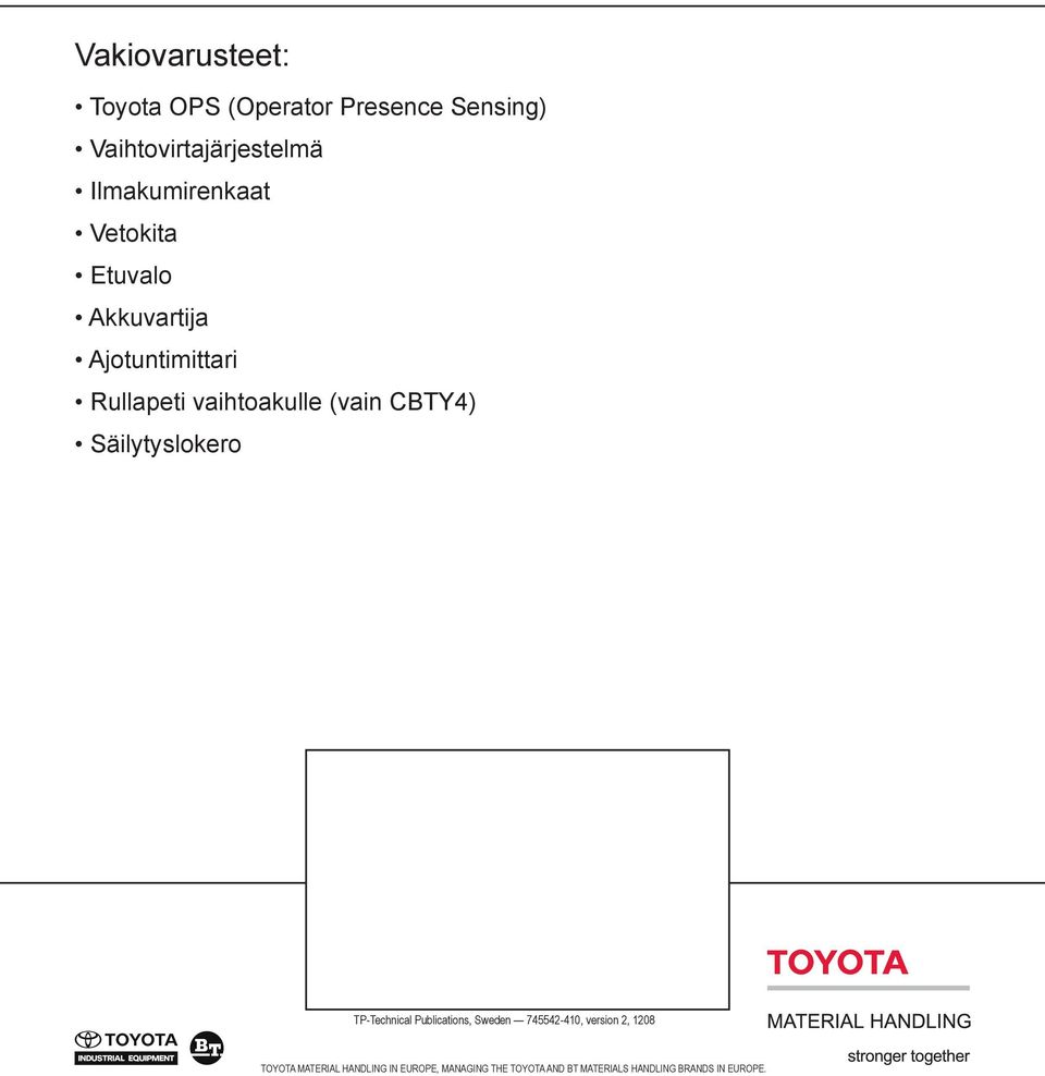 (vain CBTY4) Säilytyslokero TP-Technical Publications, Sweden 745542-410, version 2,