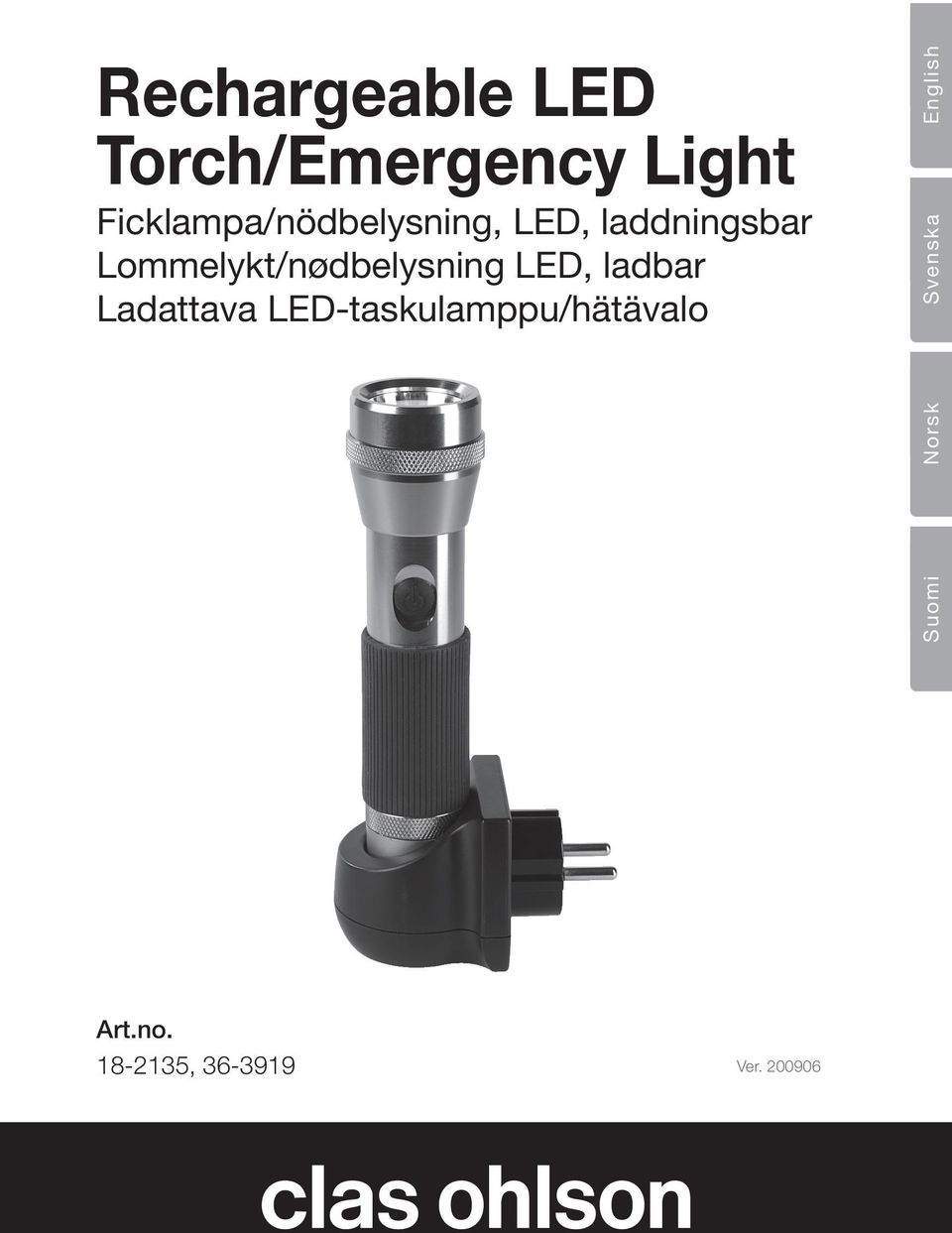 Lommelykt/nødbelysning LED, ladbar Ladattava