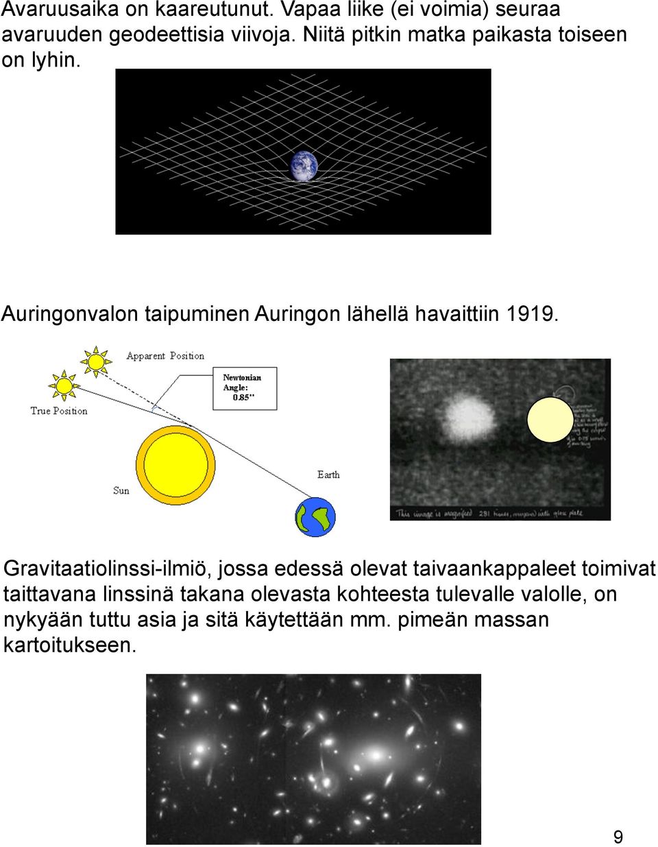 ,75 Auringonvalon taipuminen Auringon lähellä havaittiin 99.