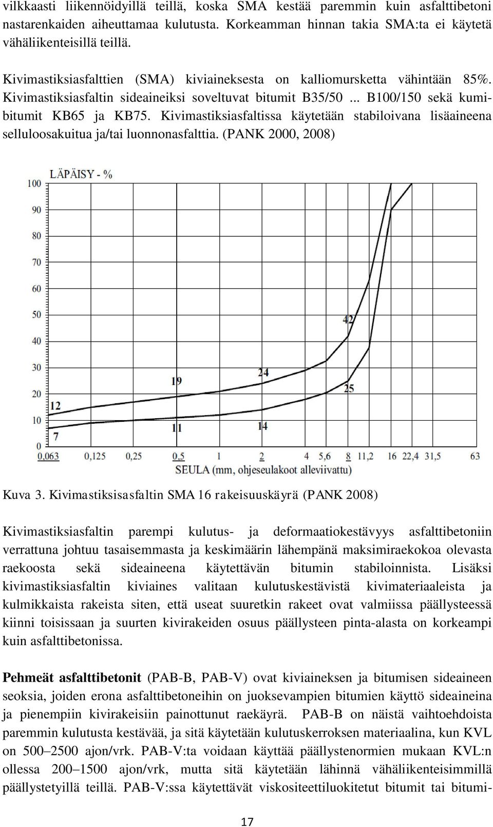 Kivimastiksiasfaltissa käytetään stabiloivana lisäaineena selluloosakuitua ja/tai luonnonasfalttia. (PANK 2000, 2008) Kuva 3.