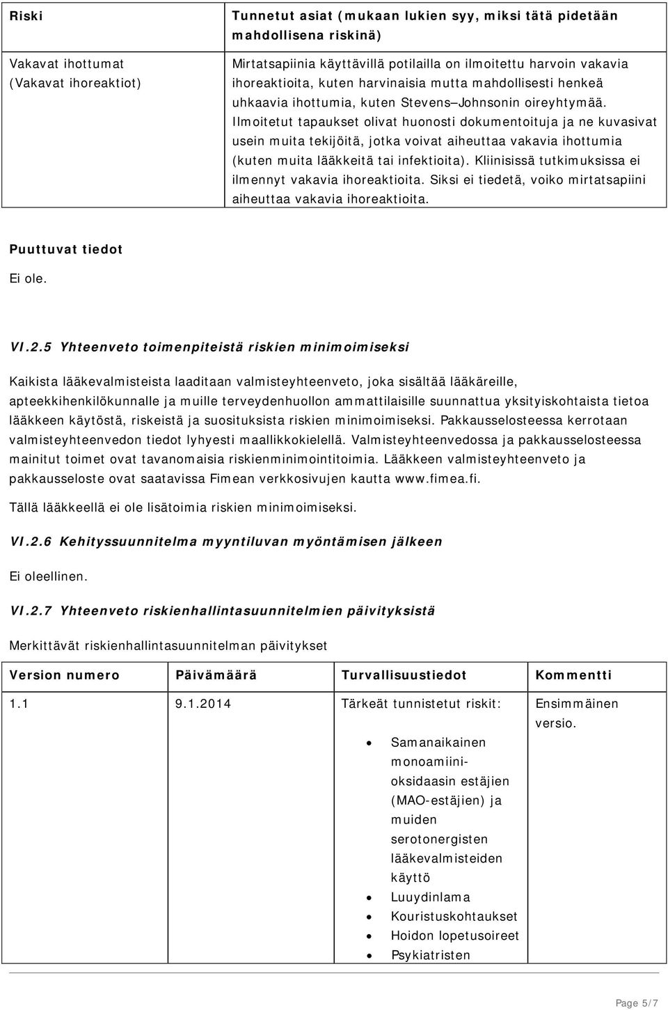 Ilmoitetut tapaukset olivat huonosti dokumentoituja ja ne kuvasivat usein muita tekijöitä, jotka voivat aiheuttaa vakavia ihottumia (kuten muita lääkkeitä tai infektioita).