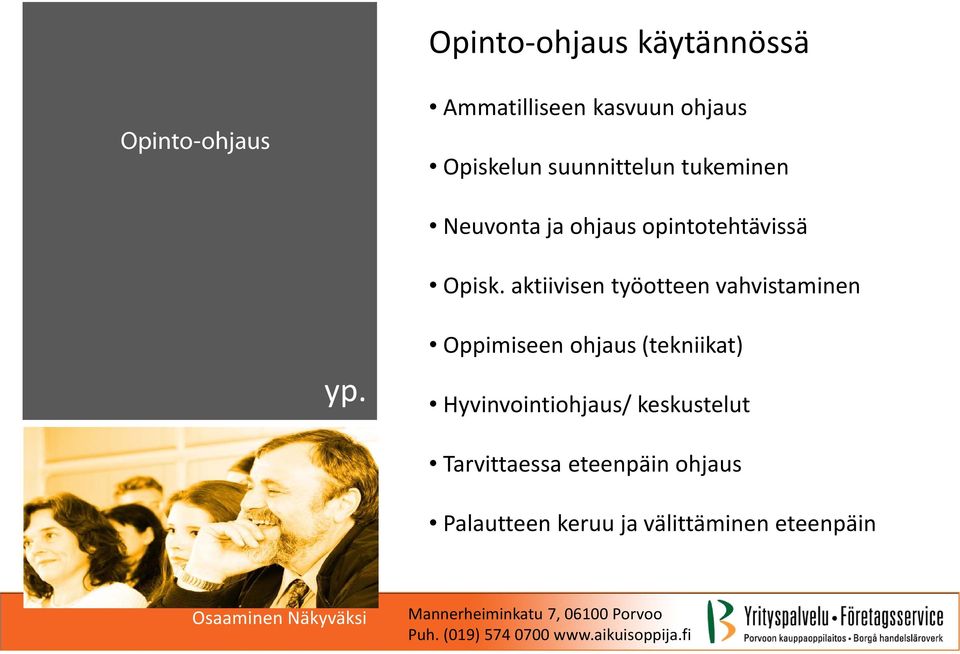 aktiivisen työotteen vahvistaminen Oppimiseen ohjaus (tekniikat)