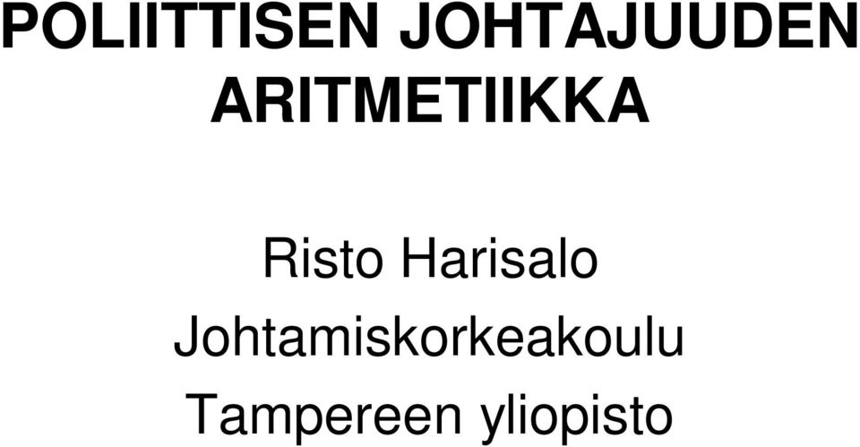 ARITMETIIKKA Risto