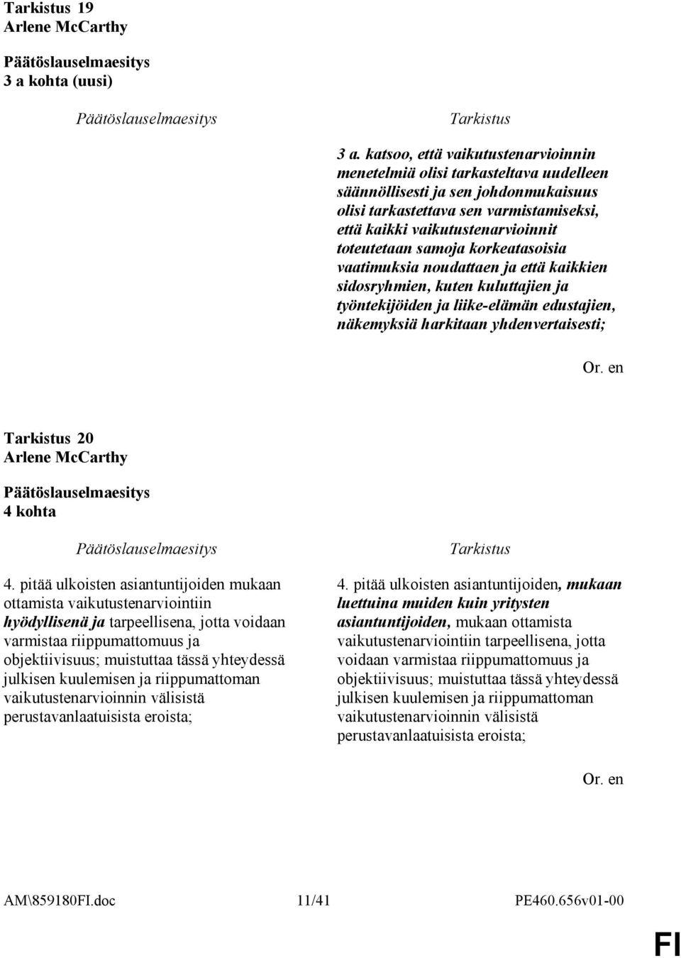toteutetaan samoja korkeatasoisia vaatimuksia noudattaen ja että kaikkien sidosryhmien, kuten kuluttajien ja työntekijöiden ja liike-elämän edustajien, näkemyksiä harkitaan yhdenvertaisesti; 20 4