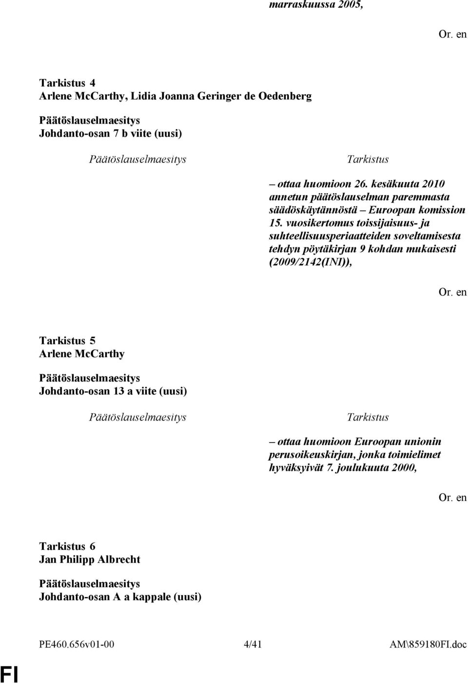 vuosikertomus toissijaisuus- ja suhteellisuusperiaatteiden soveltamisesta tehdyn pöytäkirjan 9 kohdan mukaisesti (2009/2142(INI)), 5