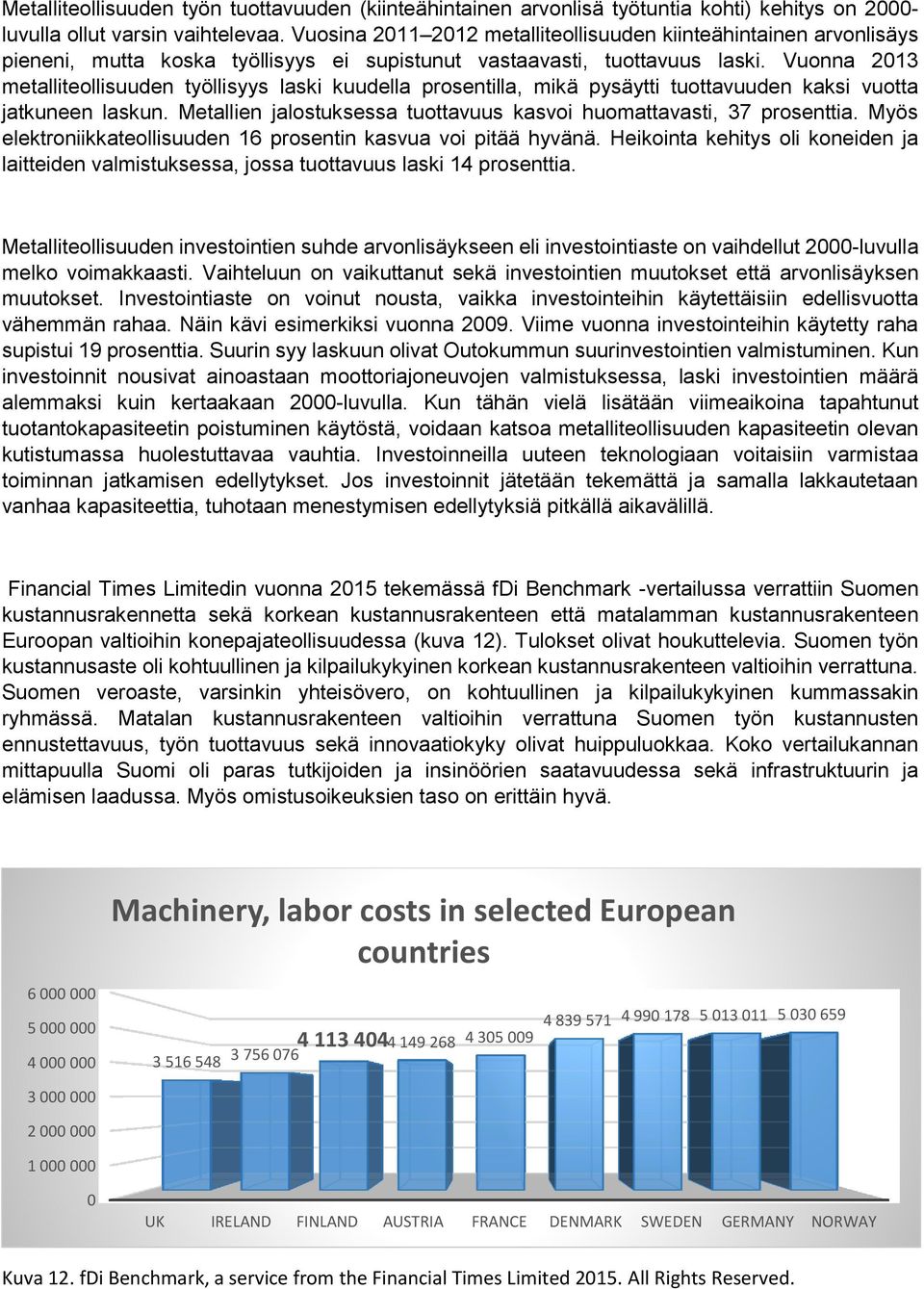 Vuonna 2013 metalliteollisuuden työllisyys laski kuudella prosentilla, mikä pysäytti tuottavuuden kaksi vuotta jatkuneen laskun. Metallien jalostuksessa tuottavuus kasvoi huomattavasti, 37 prosenttia.