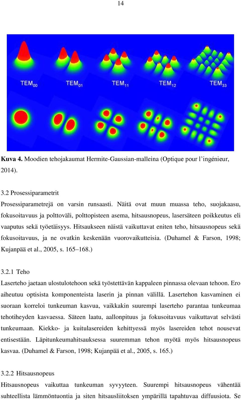 Hitsaukseen näistä vaikuttavat eniten teho, hitsausnopeus sekä fokusoitavuus, ja ne ovatkin keskenään vuorovaikutteisia. (Duhamel & Farson, 1998; Kujanpää et al., 20