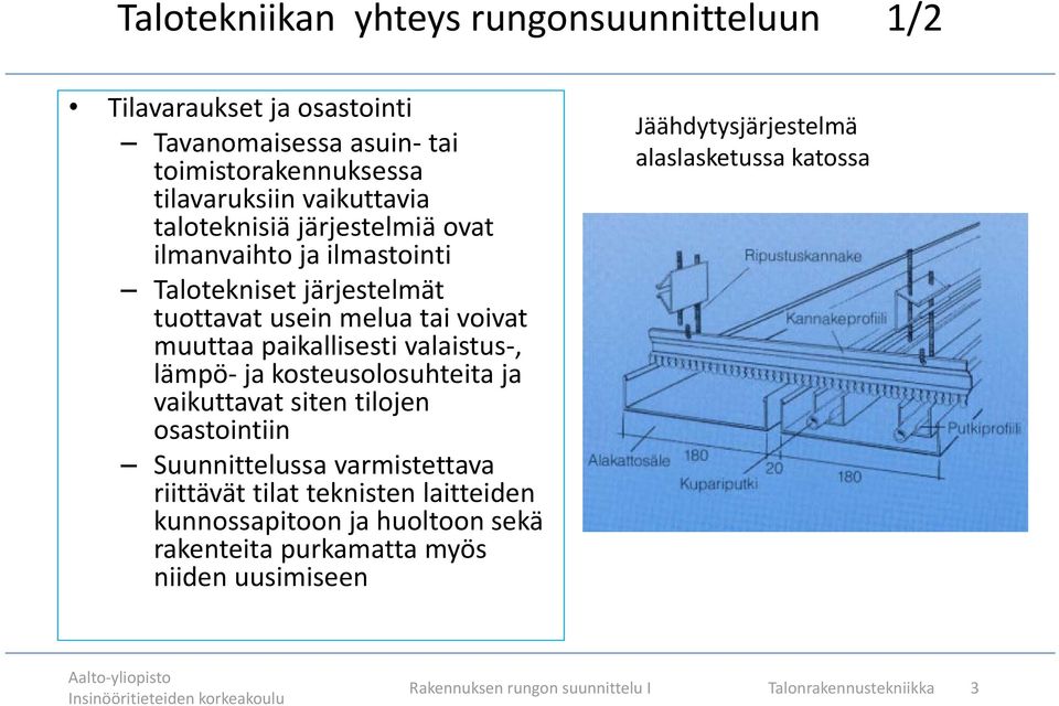 lämpö- ja kosteusolosuhteita ja vaikuttavat siten tilojen osastointiin Suunnittelussa varmistettava riittävät tilat teknisten laitteiden kunnossapitoon