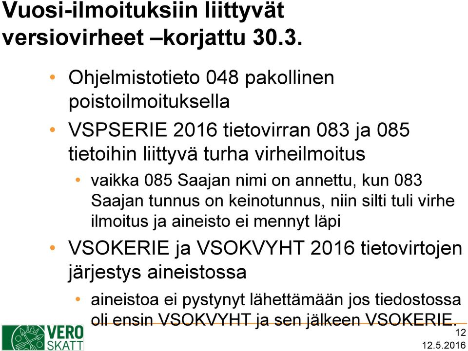 virheilmoitus vaikka 085 Saajan nimi on annettu, kun 083 Saajan tunnus on keinotunnus, niin silti tuli virhe ilmoitus