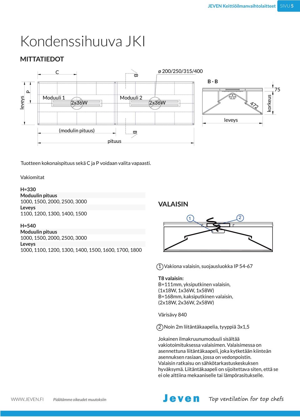 Vakiomitat H=0 Moduulin pituus 000, 00, 000, 00, 000 Leveys 00, 00, 00, 00, 00 VALAISIN H=0 Moduulin pituus 000, 00, 000, 00, 000 Leveys 000, 00, 00, 00, 00, 00, 00, 700, 800 Vakiona valaisin,