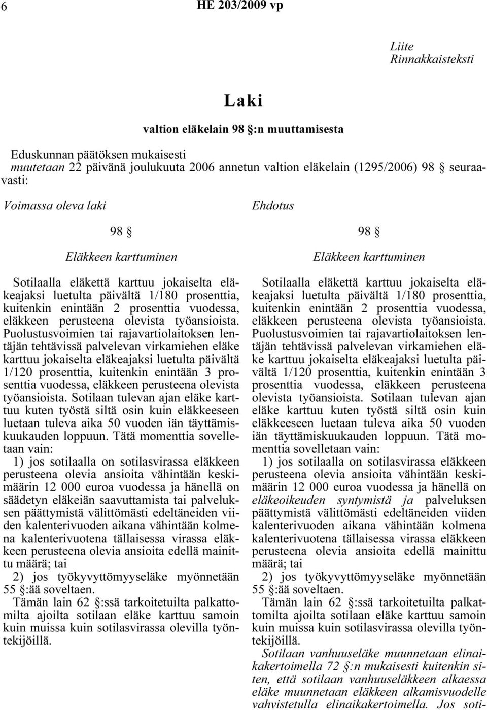 rajavartiolaitoksen lentäjän tehtävissä palvelevan virkamiehen eläke karttuu jokaiselta eläkeajaksi luetulta päivältä 1/120 prosenttia, kuitenkin enintään 3 prosenttia vuodessa, eläkkeen perusteena