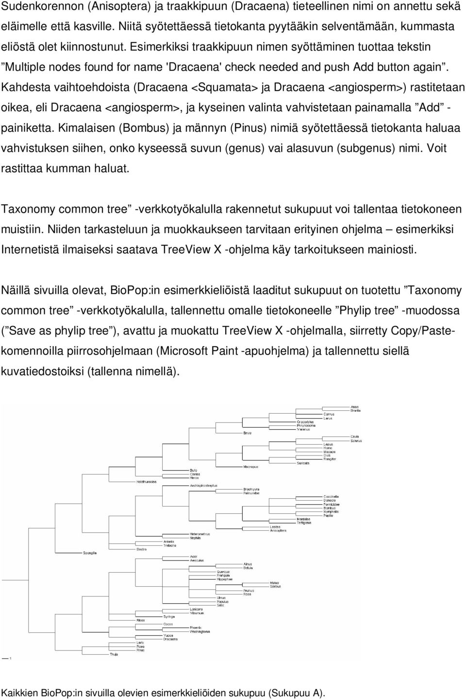 Esimerkiksi traakkipuun nimen syöttäminen tuottaa tekstin Multiple nodes found for name 'Dracaena' check needed and push Add button again.