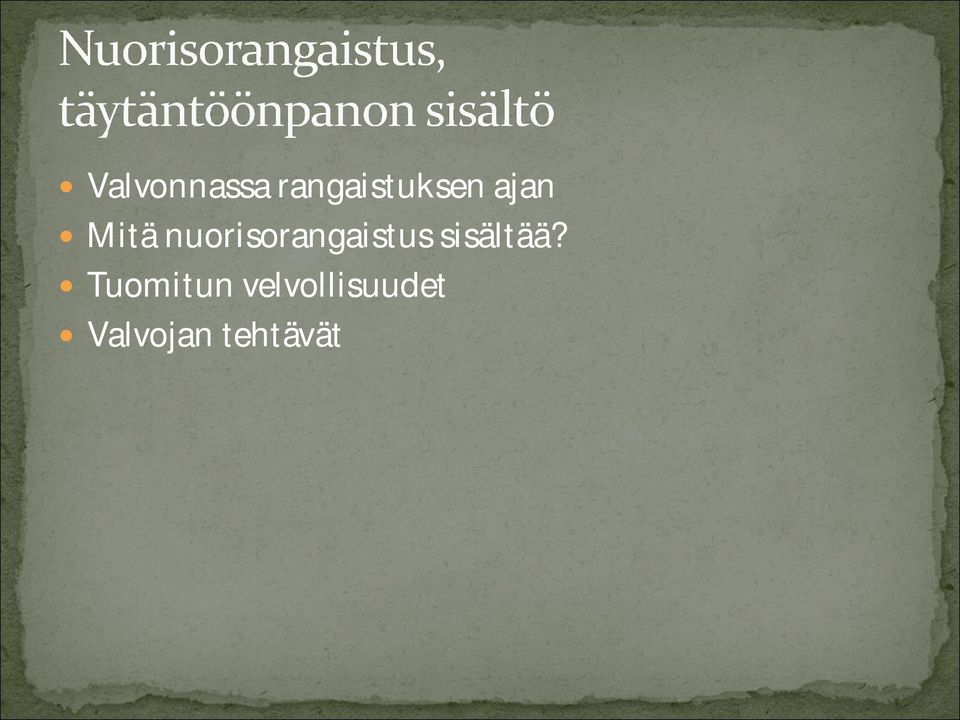 nuorisorangaistus sisältää?