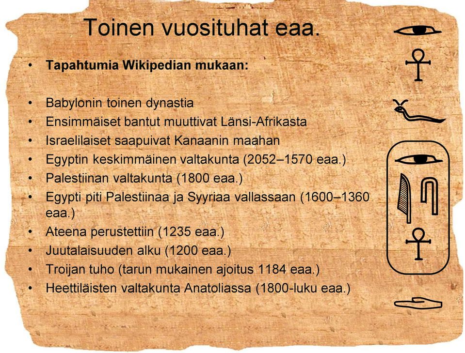 saapuivat Kanaanin maahan Egyptin keskimmäinen valtakunta (2052 1570 eaa.) Palestiinan valtakunta (1800 eaa.