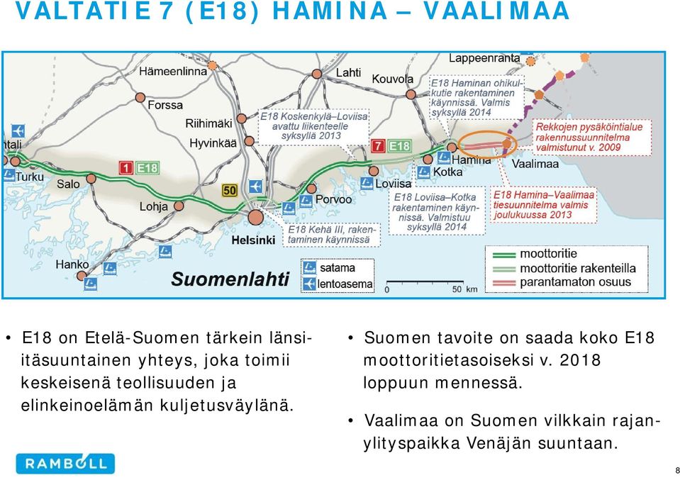 elinkeinoelämän kuljetusväylänä.