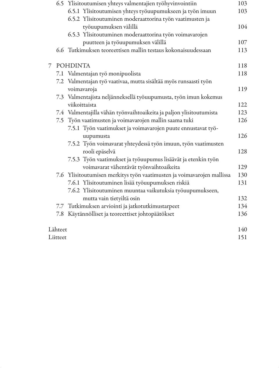 1 Valmentajan työ monipuolista 118 7.2 Valmentajan työ vaativaa, mutta sisältää myös runsaasti työn voimavaroja 119 7.