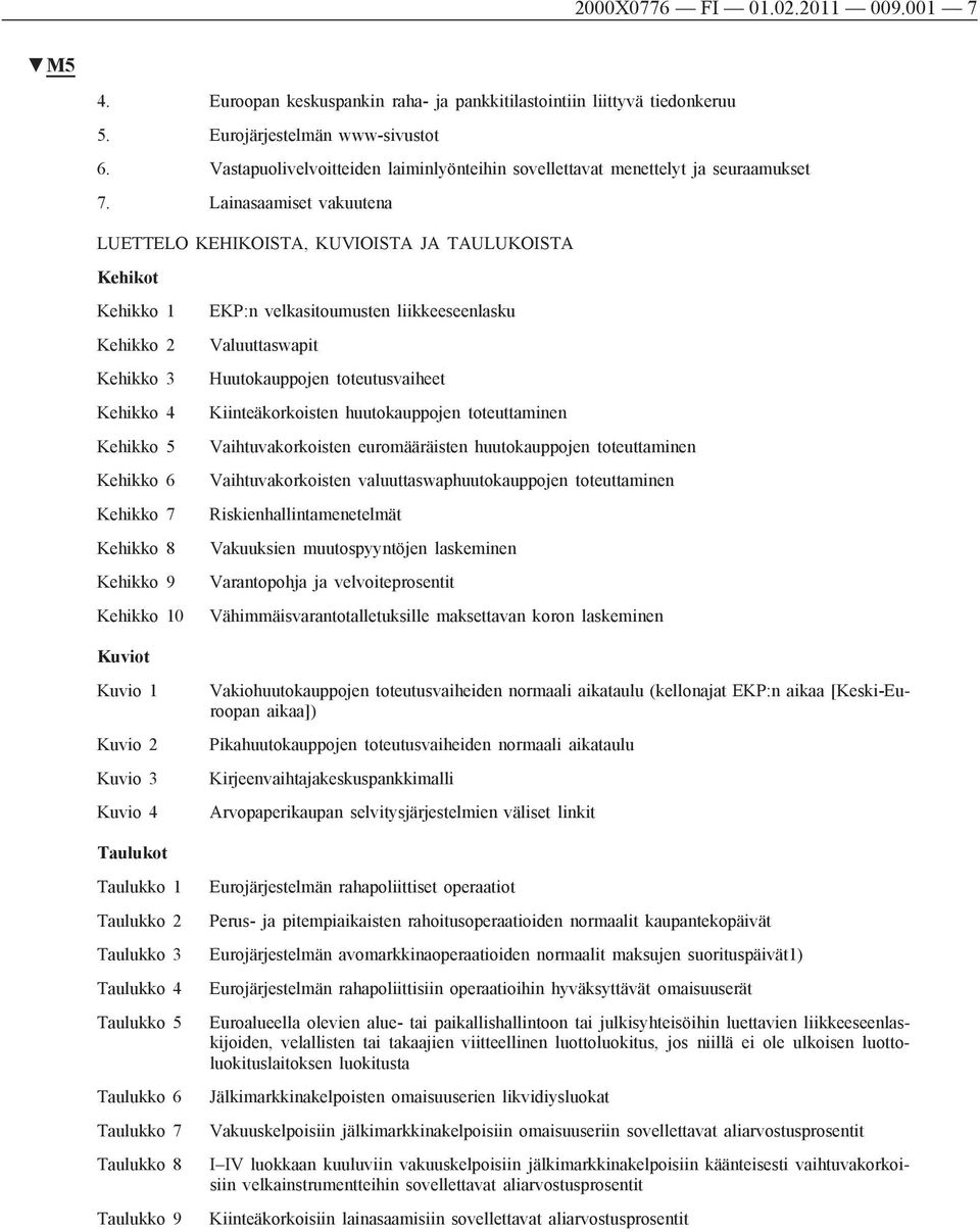 Lainasaamiset vakuutena LUETTELO KEHIKOISTA, KUVIOISTA JA TAULUKOISTA Kehikot Kehikko 1 Kehikko 2 Kehikko 3 Kehikko 4 Kehikko 5 Kehikko 6 Kehikko 7 Kehikko 8 Kehikko 9 Kehikko 10 EKP:n