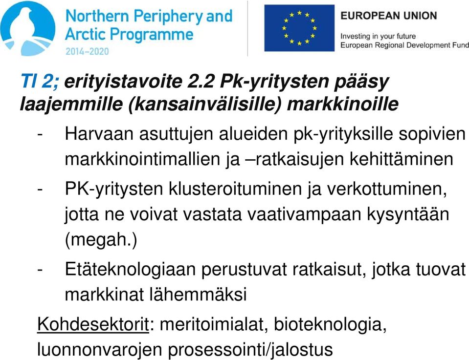 sopivien markkinointimallien ja ratkaisujen kehittäminen - PK-yritysten klusteroituminen ja verkottuminen, jotta