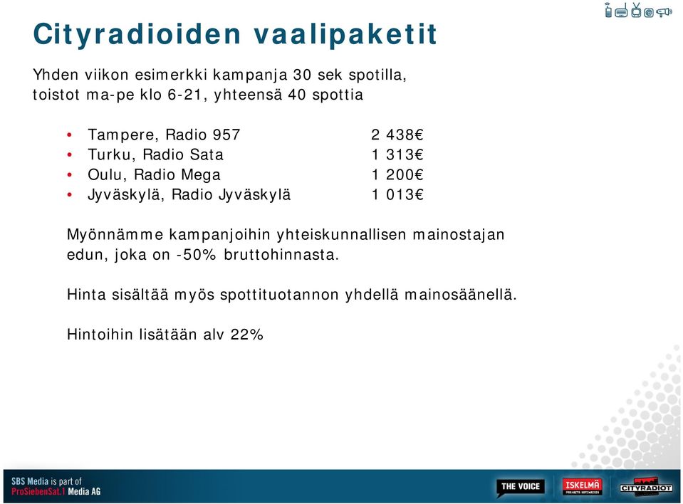 Jyväskylä, Radio Jyväskylä 1 013 Myönnämme kampanjoihin yhteiskunnallisen mainostajan edun, joka on