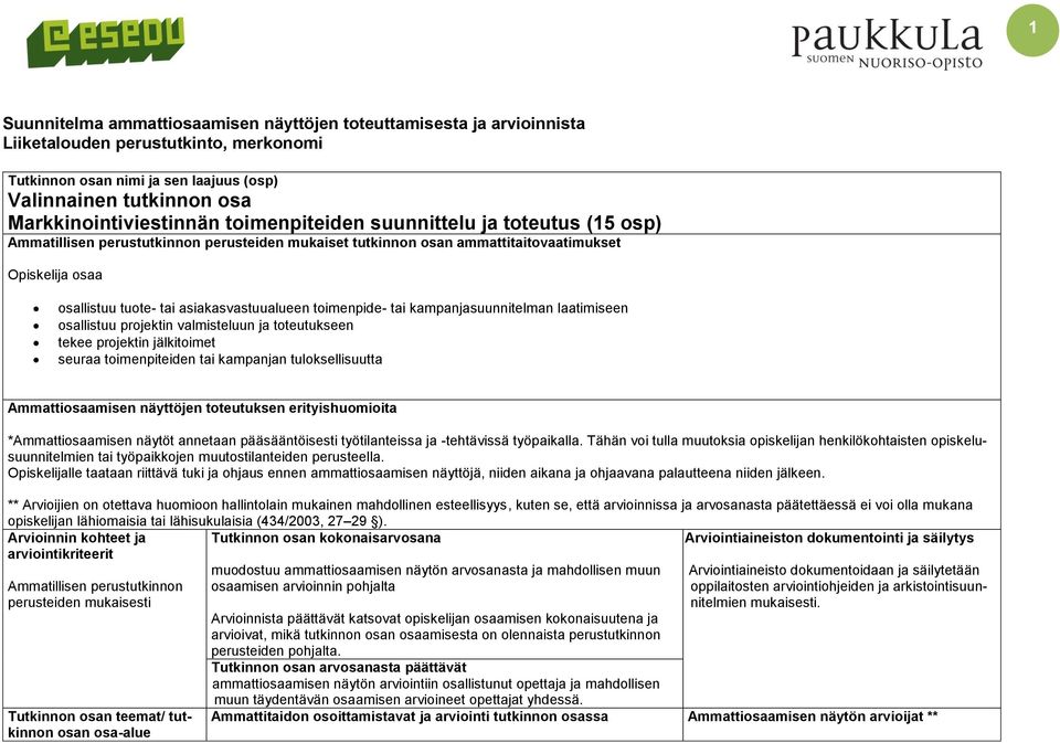 asiakasvastuualueen toimenpide- tai kampanjasuunnitelman laatimiseen osallistuu projektin valmisteluun ja toteutukseen tekee projektin jälkitoimet seuraa toimenpiteiden tai kampanjan tuloksellisuutta