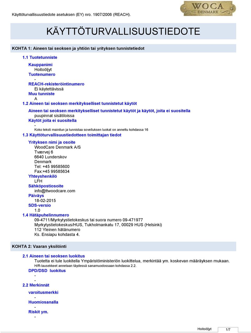 teksti mainitun ja tunnistaa sovelluksen luokat on annettu kohdassa 16 1.