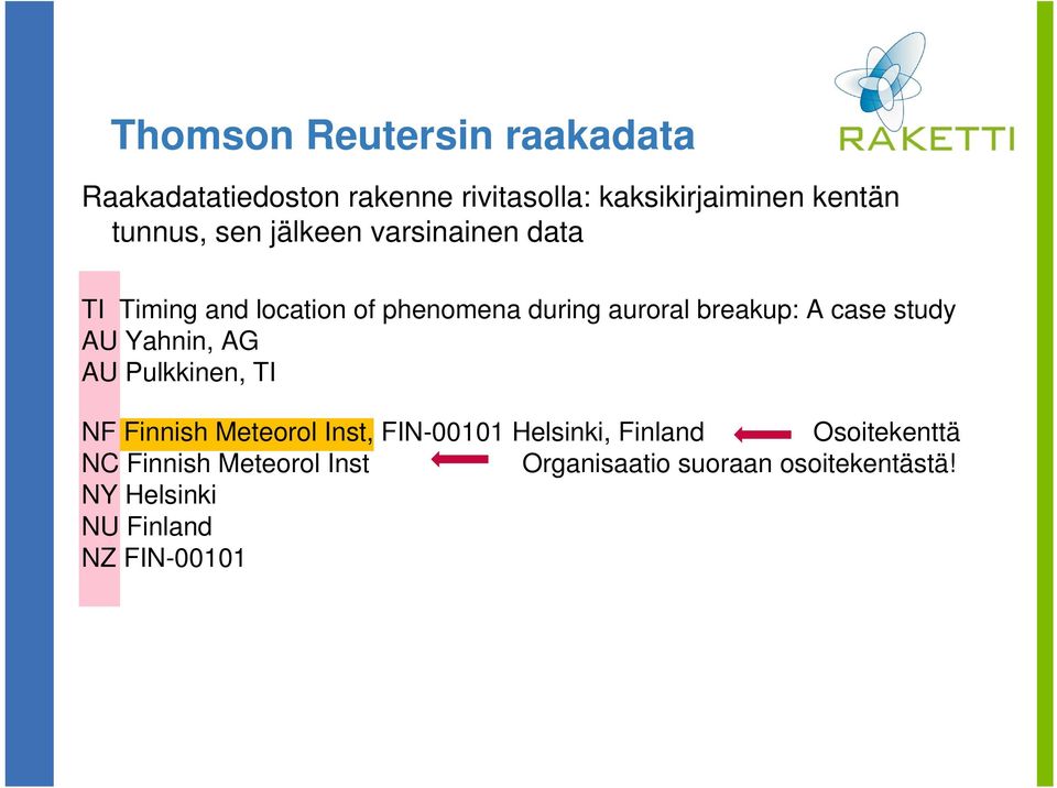 study AU Yahnin, AG AU Pulkkinen, TI NF Finnish Meteorol Inst, FIN-00101 Helsinki, Finland