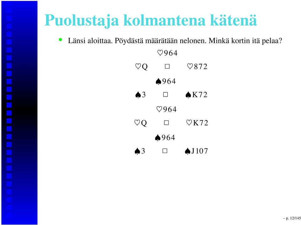 Minkä kortin itä pelaa?