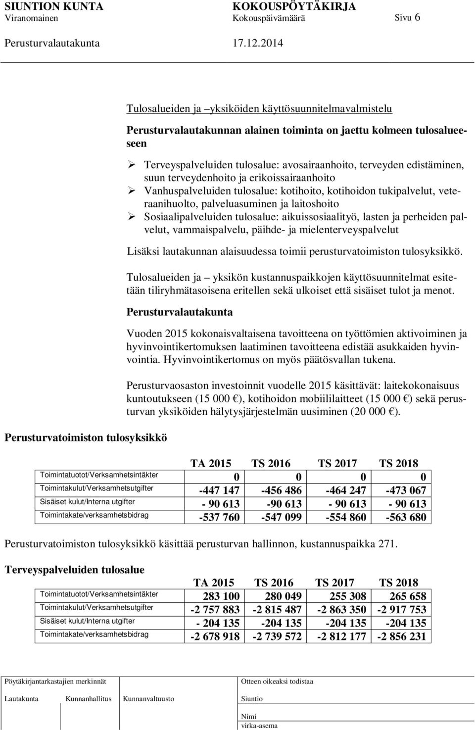 Sosiaalipalveluiden tulosalue: aikuissosiaalityö, lasten ja perheiden palvelut, vammaispalvelu, päihde- ja mielenterveyspalvelut Lisäksi lautakunnan alaisuudessa toimii perusturvatoimiston