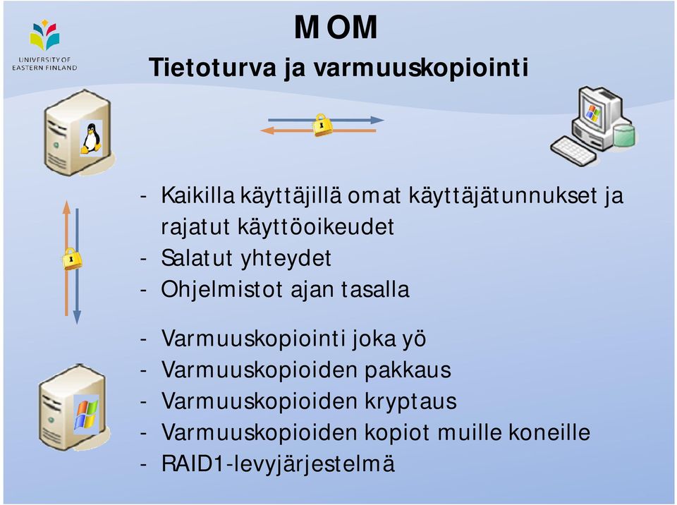 Ohjelmistot ajan tasalla - Varmuuskopiointi joka yö - Varmuuskopioiden