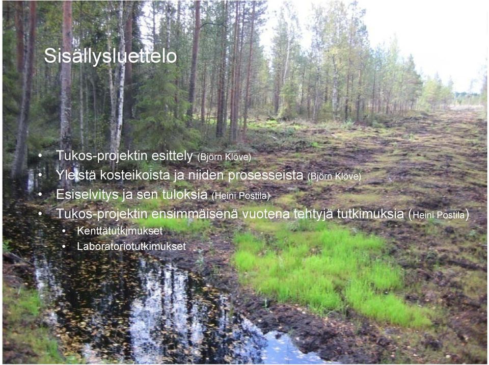 tuloksia (Heini Postila) Tukos-projektin ensimmäisenä vuotena tehtyjä