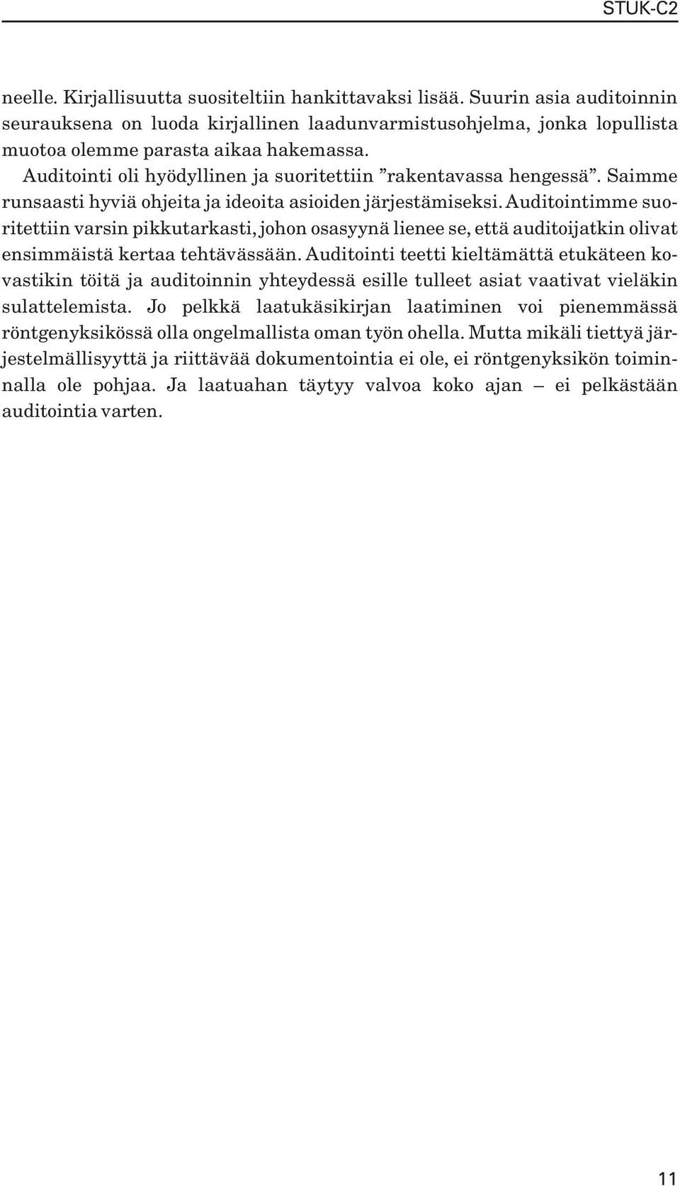Auditointimme suoritettiin varsin pikkutarkasti, johon osasyynä lienee se, että auditoijatkin olivat ensimmäistä kertaa tehtävässään.