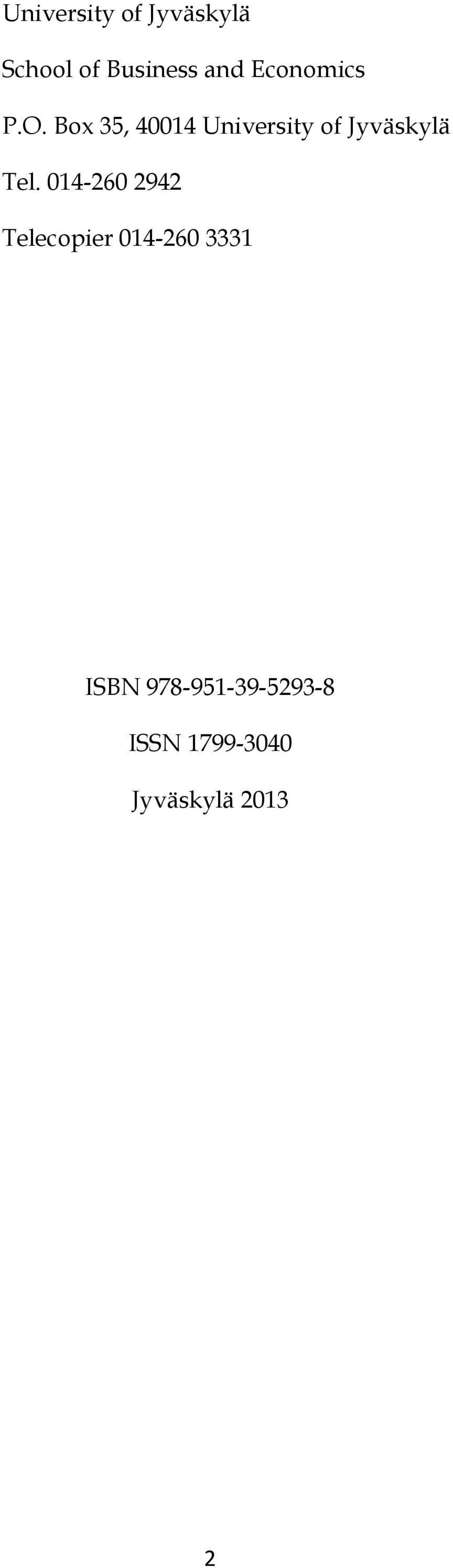 Box 35, 40014 University of Jyväskylä Tel.