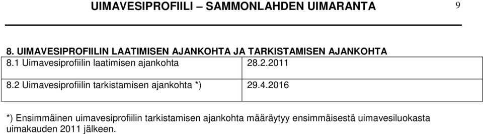 1 Uimavesiprofiilin laatimisen ajankohta 28.2.2011 8.