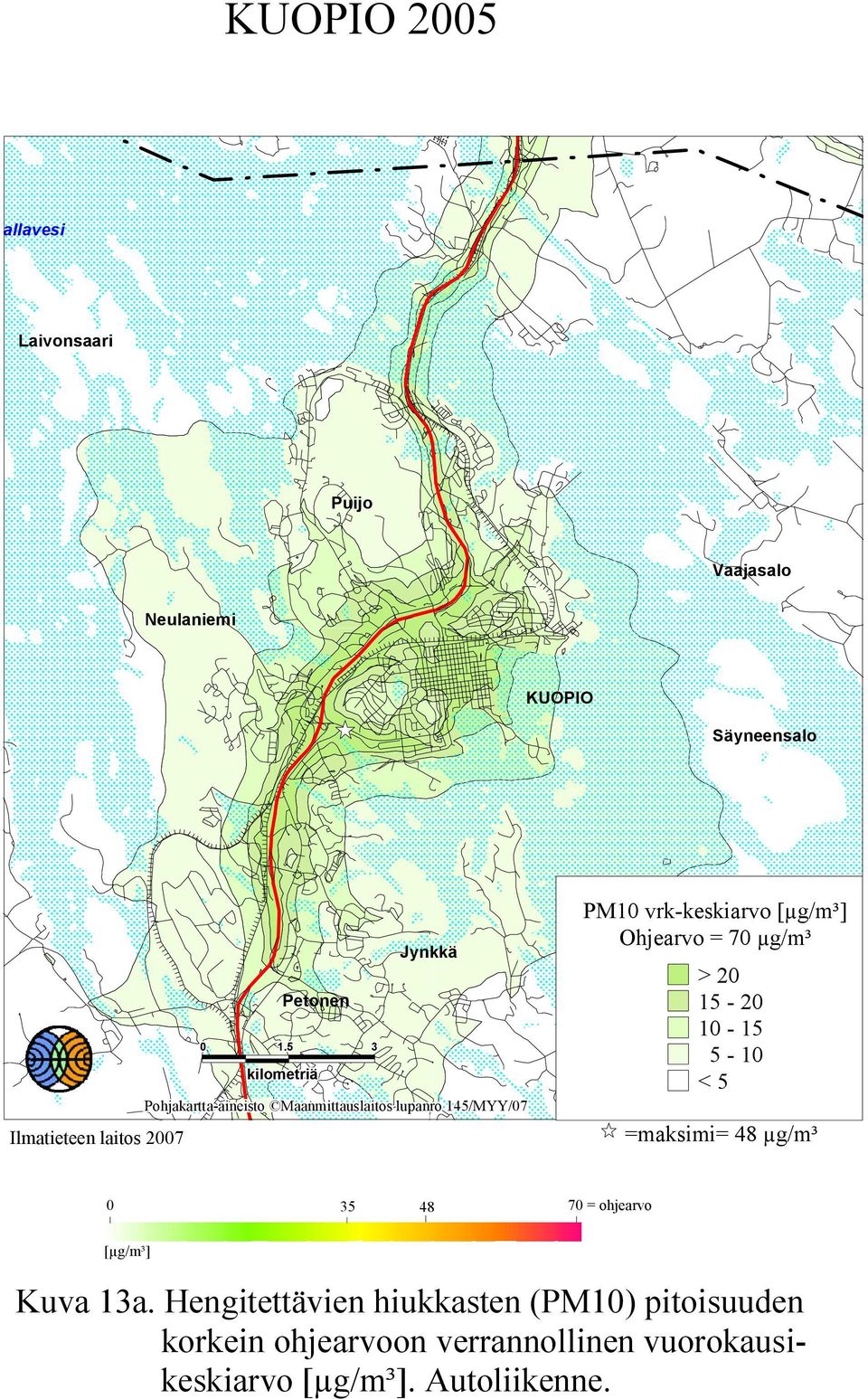 Ohjearvo = 7 µg/m³ > 2 15-2 1-15 5-1 < 5 KALLAVESI =maksimi= 48 µg/m³ 35 48 7 =