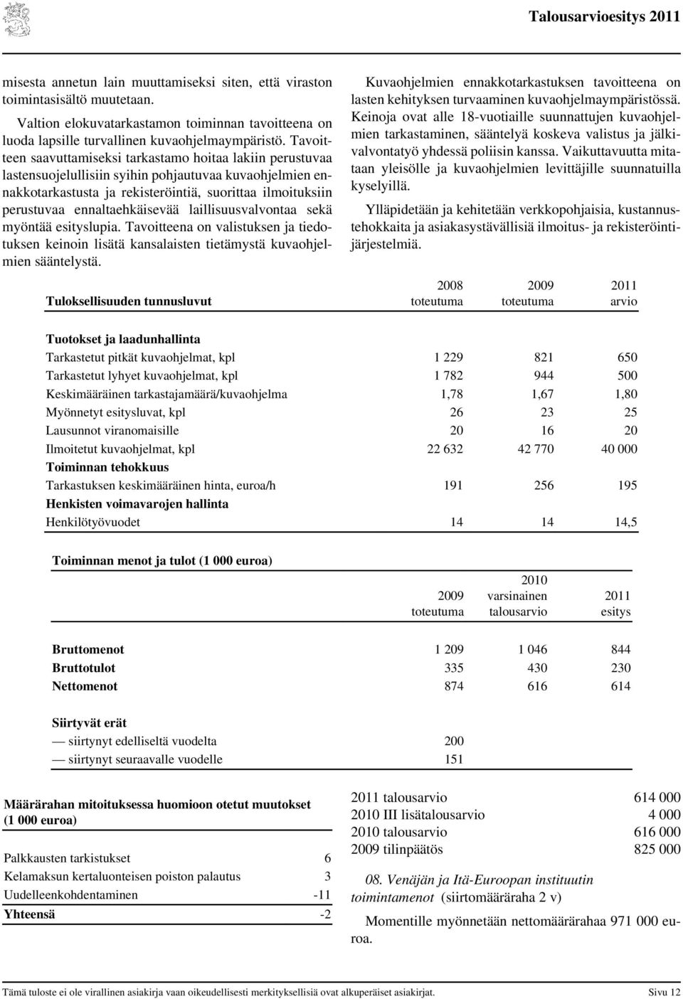 ennaltaehkäisevää laillisuusvalvontaa sekä myöntää esityslupia. Tavoitteena on valistuksen ja tiedotuksen keinoin lisätä kansalaisten tietämystä kuvaohjelmien sääntelystä.