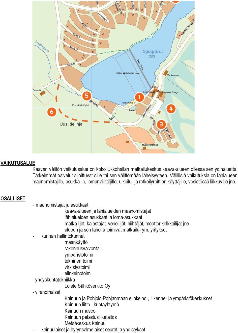 OSALLISET - maanomistajat ja asukkaat kaava-alueen ja lähialueiden maanomistajat lähialueiden asukkaat ja loma-asukkaat matkailijat, kalastajat, veneilijät, hiihtäjät, moottorikelkkailijat jne alueen