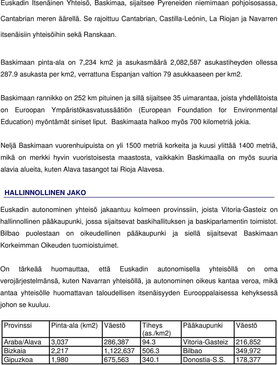 9 asukasta per km2, verrattuna Espanjan valtion 79 asukkaaseen per km2.