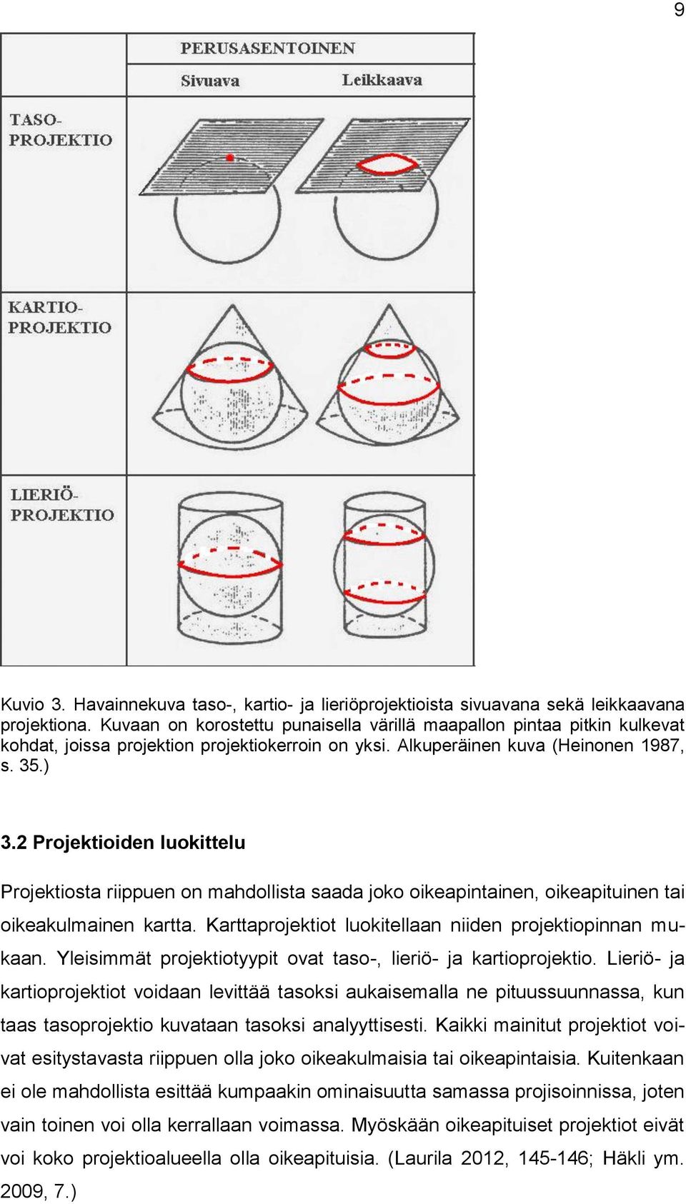 2 Projektioiden luokittelu Projektiosta riippuen on mahdollista saada joko oikeapintainen, oikeapituinen tai oikeakulmainen kartta. Karttaprojektiot luokitellaan niiden projektiopinnan mukaan.