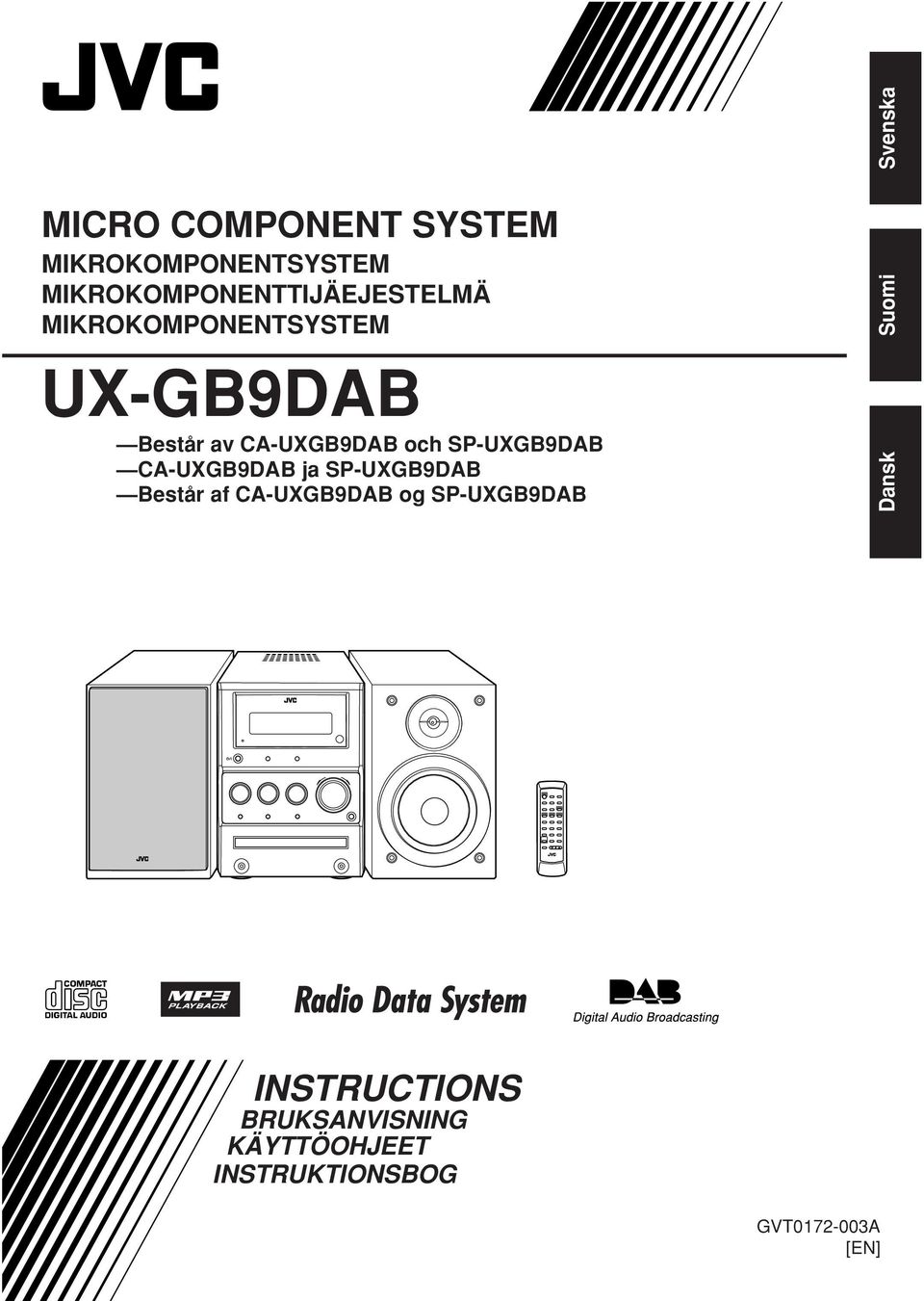 CA-UXGB9DAB och SP-UXGB9DAB CA-UXGB9DAB ja SP-UXGB9DAB Består af