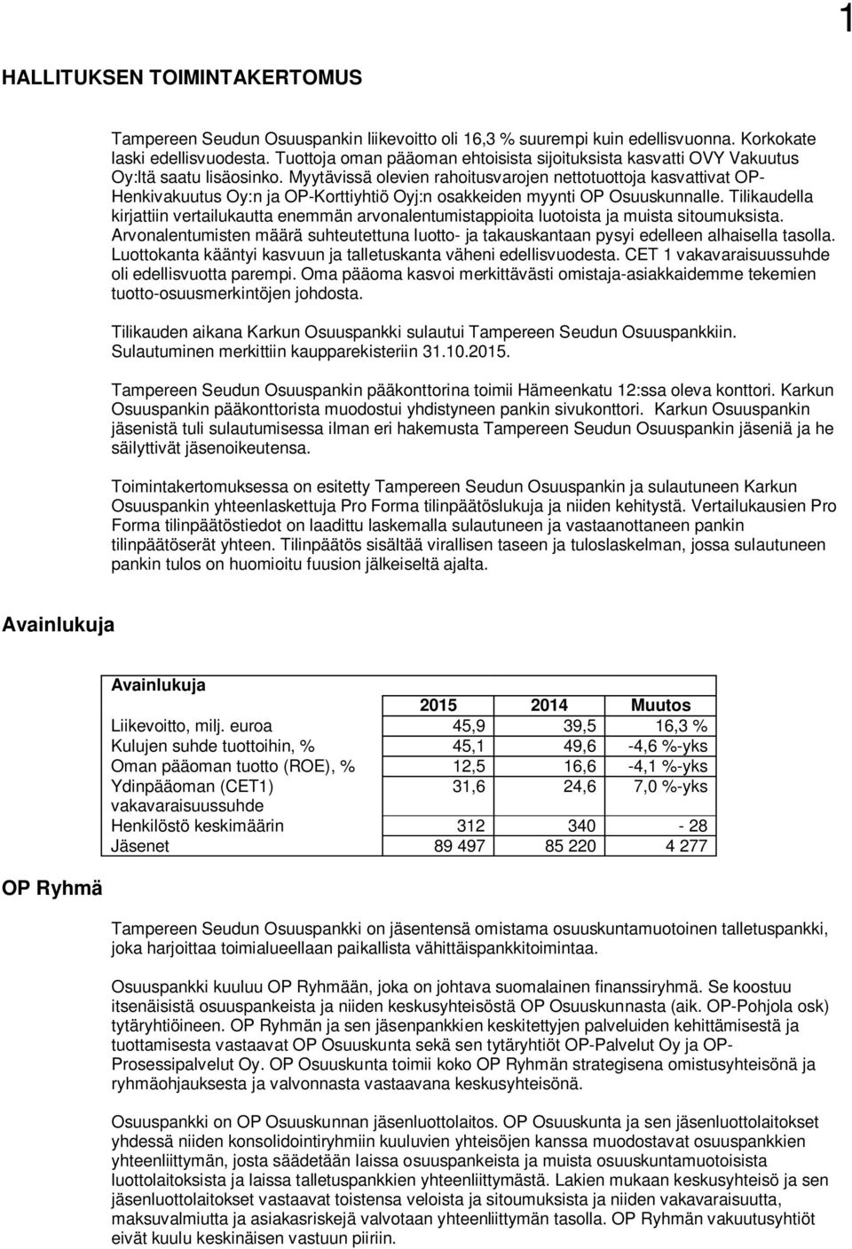 Myytävissä olevien rahoitusvarojen nettotuottoja kasvattivat OP- Henkivakuutus Oy:n ja OP-Korttiyhtiö Oyj:n osakkeiden myynti OP Osuuskunnalle.