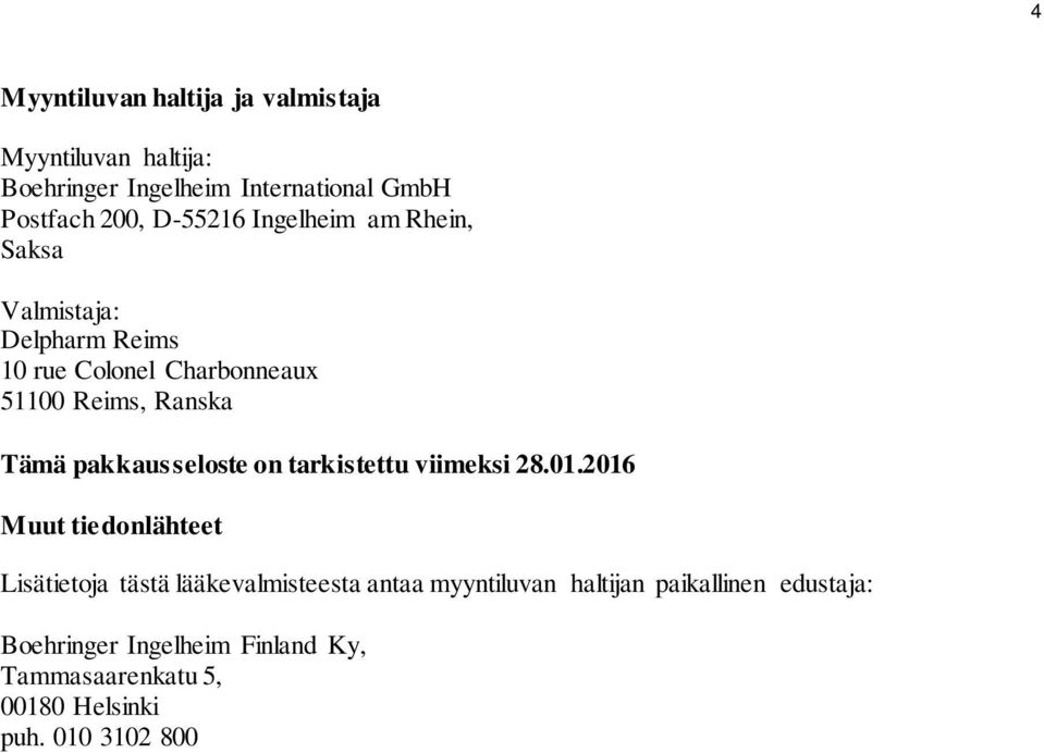 pakkausseloste on tarkistettu viimeksi 28.01.