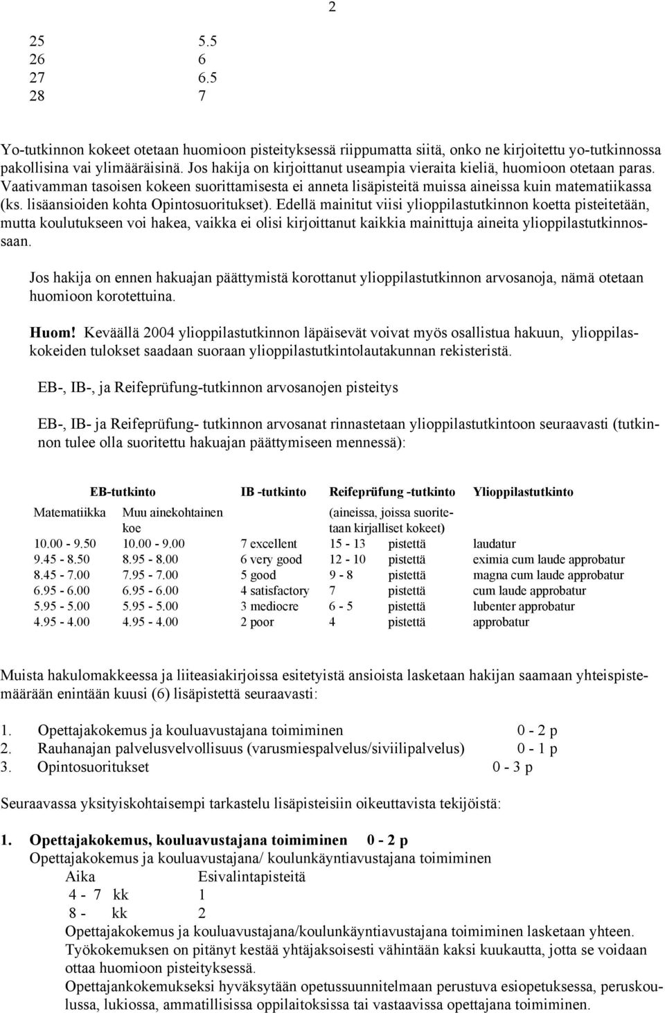 lisäansioiden kohta Opintosuoritukset).