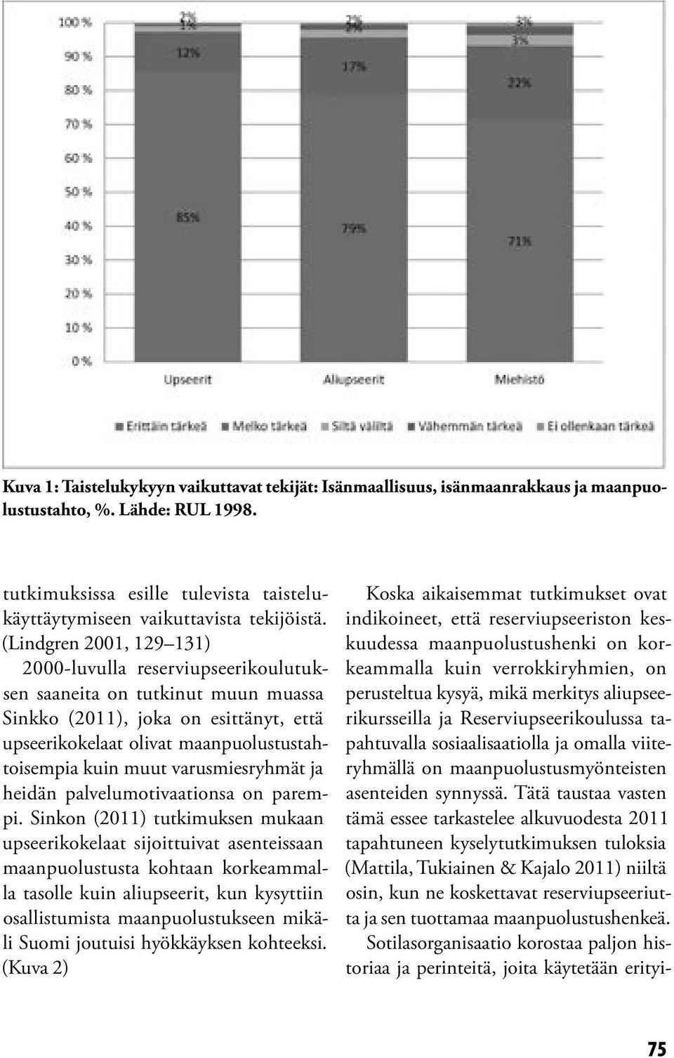 varusmiesryhmät ja heidän palvelumotivaationsa on parempi.