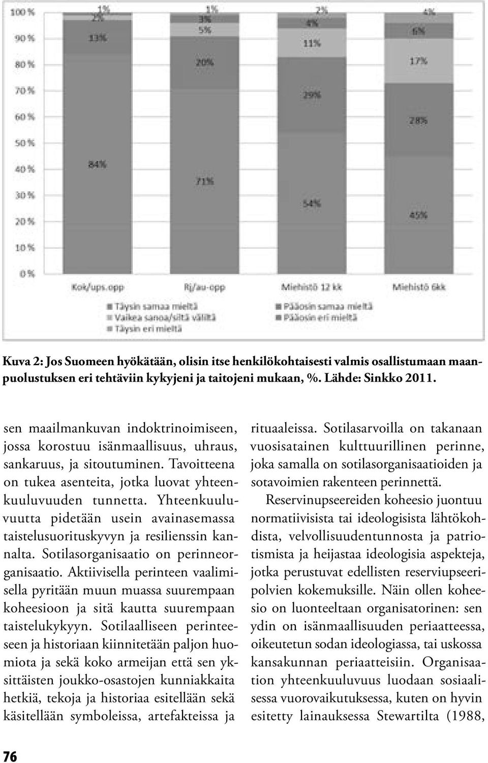 Yhteenkuuluvuutta pidetään usein avainasemassa taistelusuorituskyvyn ja resilienssin kannalta. Sotilasorganisaatio on perinneorganisaatio.